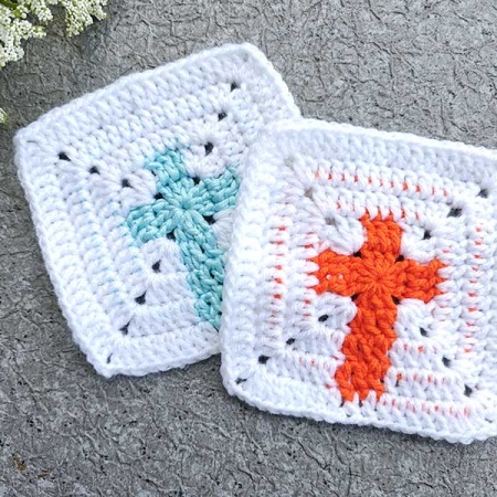 crochet cross motif block pattern