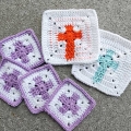 crochet cross motif blocks with crosses of 1:1 and 1:3 ratios