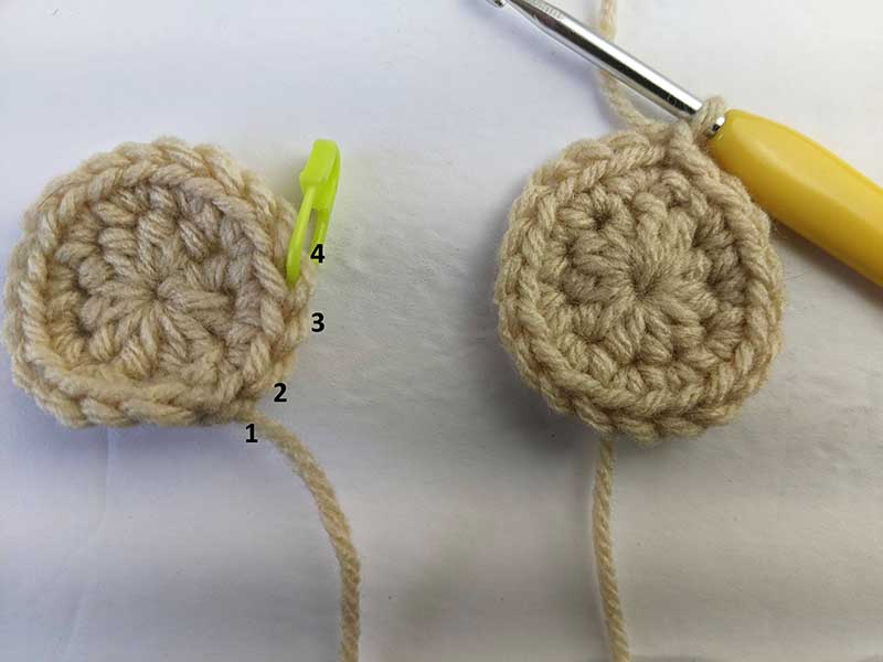 joining two balls of a crochet willy - step two