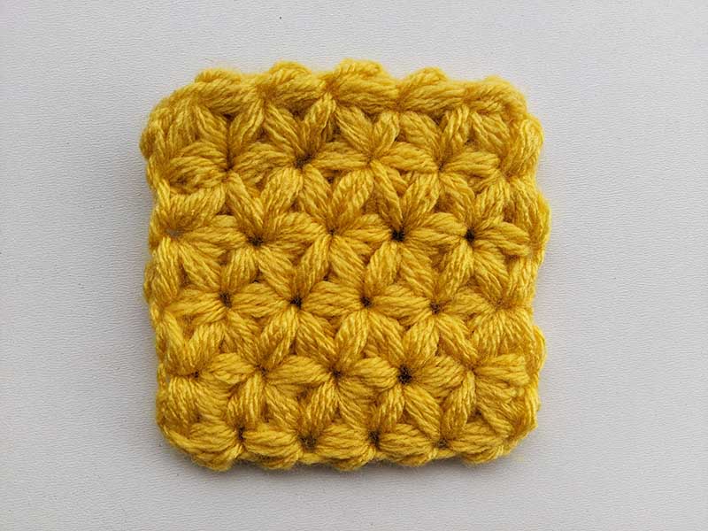 crochet jasmine stitch yellow coaster