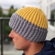 crochet pattern of a two-color hat for men