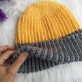 crochet men's two-color hat with double brim
