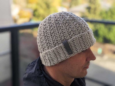 crochet modern textured men's hat pattern