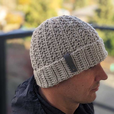 crochet modern textured men's hat pattern