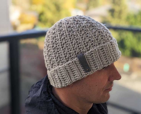 crochet modern textured men's hat pattern