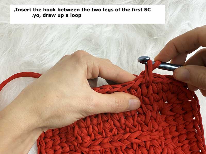 crochet basket - round 2 - step 2