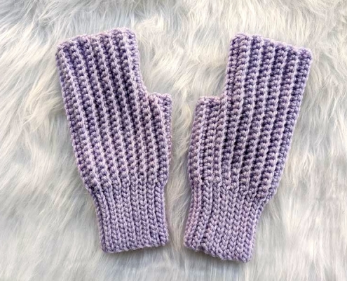 crochet ribbed fingerless gloves pattern