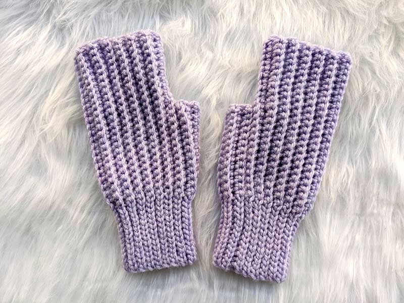 crochet ribbed fingerless gloves pattern