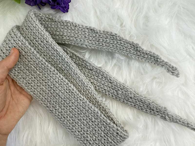 Folded and untied crochet Sophie scarf