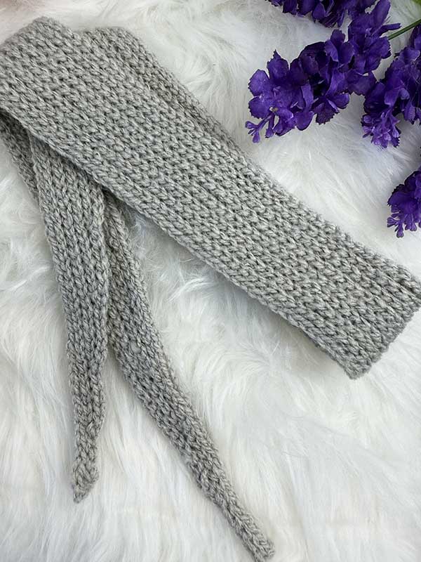 Crochet Sophie scarf on a flat surface