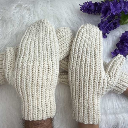 crochet flat couple-style ribbed mittens - photo 4