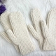 crochet flat couple-style ribbed mittens - a male and a female pair