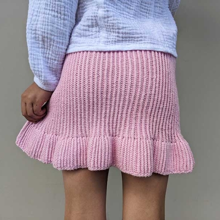 crochet summer skirt on a girl's model - back side view