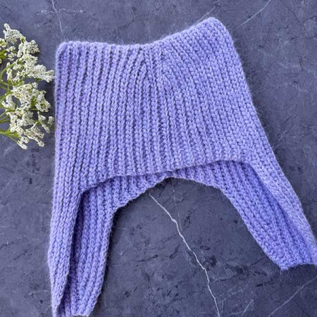 crochet kitty hat with earflaps - shown on the flat surface